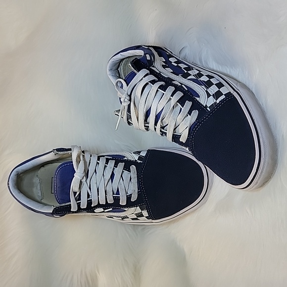 Vans Old Skool Suede White/Blue Low Top Skate Sneakers...